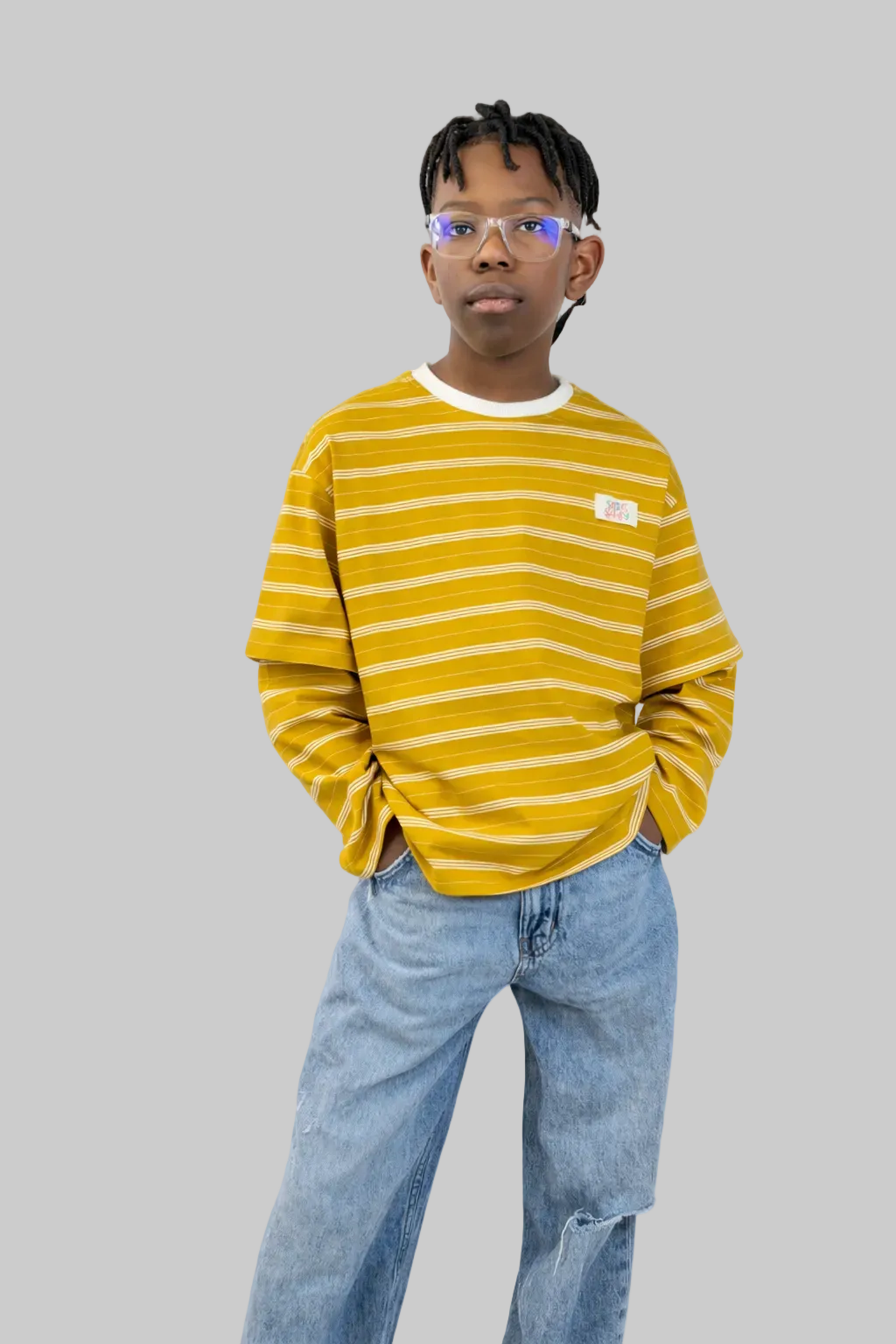 Stripe Play Top with Double Sleeve Detail